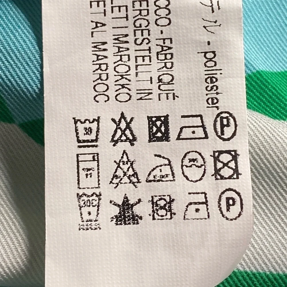 NWOT. Zara White/Green Geometric Print Flowy High-Waisted Pants. Size S. - Picture 7 of 7